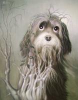 Harmless Dog - Oil On Canvas Paintings - By Henk Bloemhof, Surrealism Painting Artist