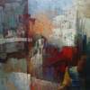 Santorini - Oil On Canvas Paintings - By Archil Bluashvili, Modern Painting Artist