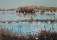 Swamp Meadow 2 33X45 Cm - Crayon Paper Drawings - By Tadeusz IwaÅ„Czuk, Realism Expressive Drawing Artist