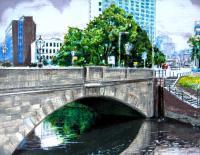 Cityscape - City Bridge Original - Oil On Masonite Board