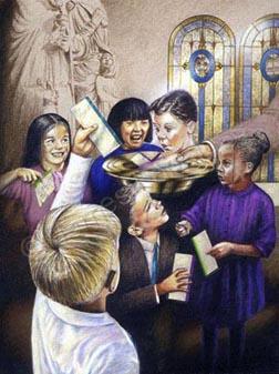 Portrait - Children Giving - Colored Pencil On Cason Paper