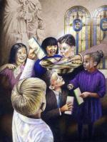 Portrait - Children Giving - Colored Pencil On Cason Paper