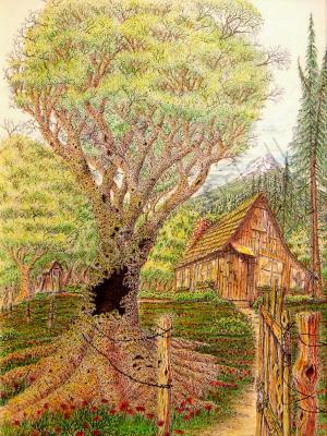 20Th Century Art - Open  Gate - Watercolors Pen Heavy Paper