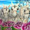 Mules And Roses - Airbrush Color Pencil  Pen Paintings - By Ron Kendall, Contemporary Painting Artist