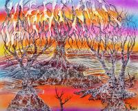 Frosty - Acrylic Colored Pen  Airbrush Paintings - By Ron Kendall, Fantasy Painting Artist