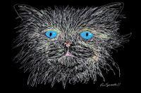 Frankincat Stein - Watercolors  Color Pens Drawings - By Ron Kendall, Expressionism Drawing Artist