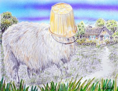 21St Century Art - Sheepish - Airbrush Color Pencil  Pen