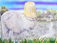 Sheepish - Airbrush Color Pencil  Pen Paintings - By Ron Kendall, Nature Painting Artist