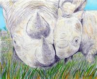 Hug A Bunch - Watercolors  Color Pens Paintings - By Ron Kendall, Nature Painting Artist
