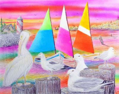 21St Century Art - Sail By Me - Airbrush Color Pencil  Pen