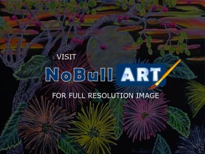 21St Century Art - Moon Flowers - Acrylic Colored Pen  Airbrush