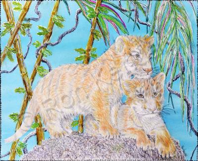 21St Century Art - Tiger Cubs - Acry Color Pen Pencil Watercol
