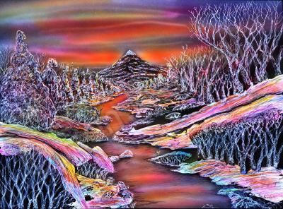 21St Century Art - Another Mountain - Acry Color Pen Pencil Watercol