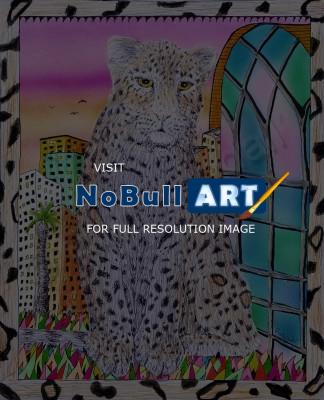 21St Century Art - Leopard In The City - Ab Watercolors Color Pens Penc