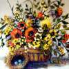 Floral Still Life By Ann Hardy - Oil On Board Paintings - By Chau Tran, Pointillism Painting Artist