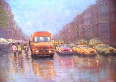 City Scape - Reflections - Oil On Canvas