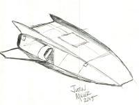 Shuttle Sketch - Pencil On Marker Paper Drawings - By Justin Miller, Pencil Sketch Drawing Artist