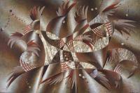 Cocks - Oil On Canvas Paintings - By Sergey Dergun, Abstract Painting Artist