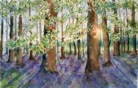 Bluebell Fields Forever - Watercolor Paintings - By Marisa Gabetta, Impressionist Painting Artist