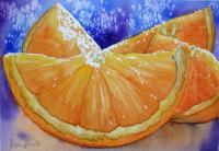 Orange Blues - Watercolor Paintings - By Marisa Gabetta, Impressionist Painting Artist
