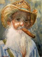 The Cuban - Watercolor Paintings - By Marisa Gabetta, Impressionist Painting Artist
