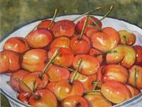 Merry Cherries - Watercolor Paintings - By Marisa Gabetta, Realism Painting Artist