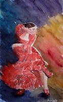 Red Passion - Watercolor Paintings - By Marisa Gabetta, Impressionist Painting Artist