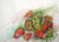 Strawberries - Watercolor Paintings - By Marisa Gabetta, Impressionist Painting Artist