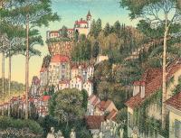 Rocamadour - Ink And Colored Pencil Mixed Media - By Robert Fisher, Impressionist Mixed Media Artist