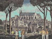 Vannes Cathedral - Ink And Markers Mixed Media - By Robert Fisher, Impressionist Mixed Media Artist