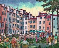 Aix-En-Provence - Ink And Markers Mixed Media - By Robert Fisher, Impressionist Mixed Media Artist