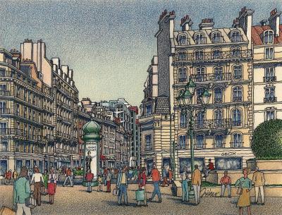 Architectural - Paris - Ink And Colored Pencil