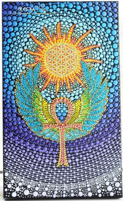 Dot Art Painting - Ankh Key Of Life Dottilism - Acrylic Paint