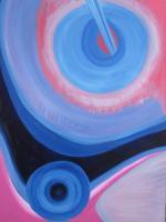 Blue Circles - Oil On Linen Paintings - By Valeria Marcus, Modern Painting Artist