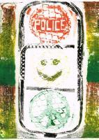 Signal Of Change--Fall Of Babylon - Collography--Drypoint Handprin Printmaking - By Xaanja Free, Conceptual Design Printmaking Artist