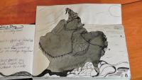 Drawing-Mixed Mediiums - Cyclops Riding Wizard Dog Ink Blot - Ink