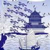 Oriental Blue Sea - Adobe Illustrator Cs6 Digital - By Kenneth Ruxton, Two Colour Flat Art Digital Artist