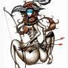 Squaw Woman - Color Pencil Sketch Drawings - By Kenneth Ruxton, Abstract Colour Pencil Drawing Drawing Artist