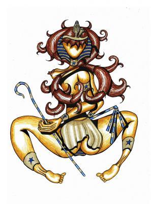 Flat Art - Egyptian Princess - Color Pencil Sketch