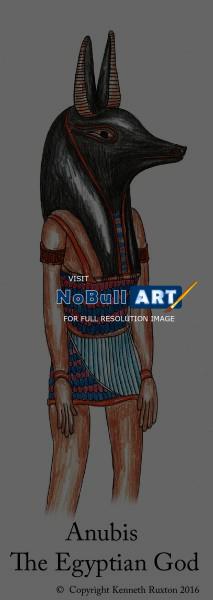 Flat Art - Anubis - Color Pencil Drawing