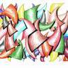 Curved Cones - Color Pencil Drawing Mixed Media - By Kenneth Ruxton, Abstract Colour Pencil Drawing Mixed Media Artist
