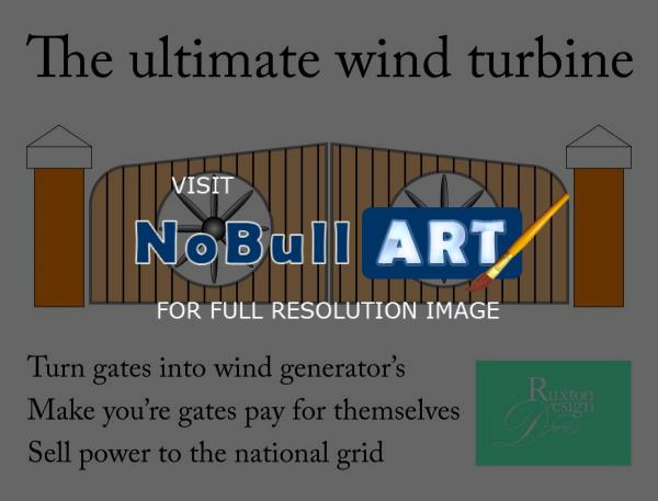 Flat Art - Front Gate Wind Turbines - Adobe Illustrator Cs6