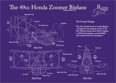 Flat Art - The Honda Zoomer 49Cc Biplane - Adobe Illustrator Cs6