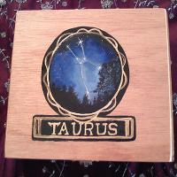 Painted Cigar Boxes - Taurus Zodiac Box - Gouache