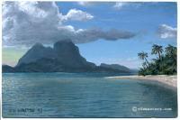 Seascape - Island Paradise - Acrylic On Illustration Board