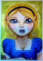 Alice - Acrycliwatercolor Paintings - By Kristy Edwards-Rusie, Aceo Painting Artist