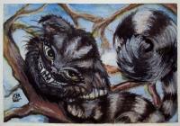 Cheshire Cat - Acrylicwatercolor Paintings - By Kristy Edwards-Rusie, Aceo Painting Artist