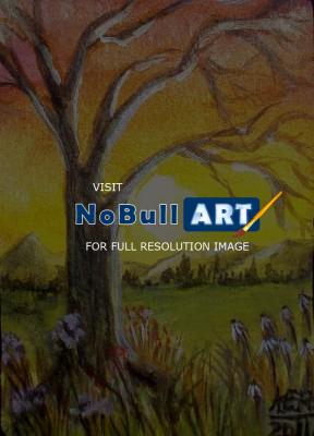 Landscape-Seascape - Fall Fields - Acrylicwatercolor