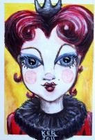 Queen Of Hearts - Acrylicwatercolor Paintings - By Kristy Edwards-Rusie, Aceo Painting Artist