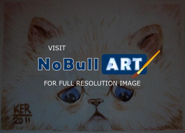 Cat Series - Sad Kitty - Acrylicwatercolor